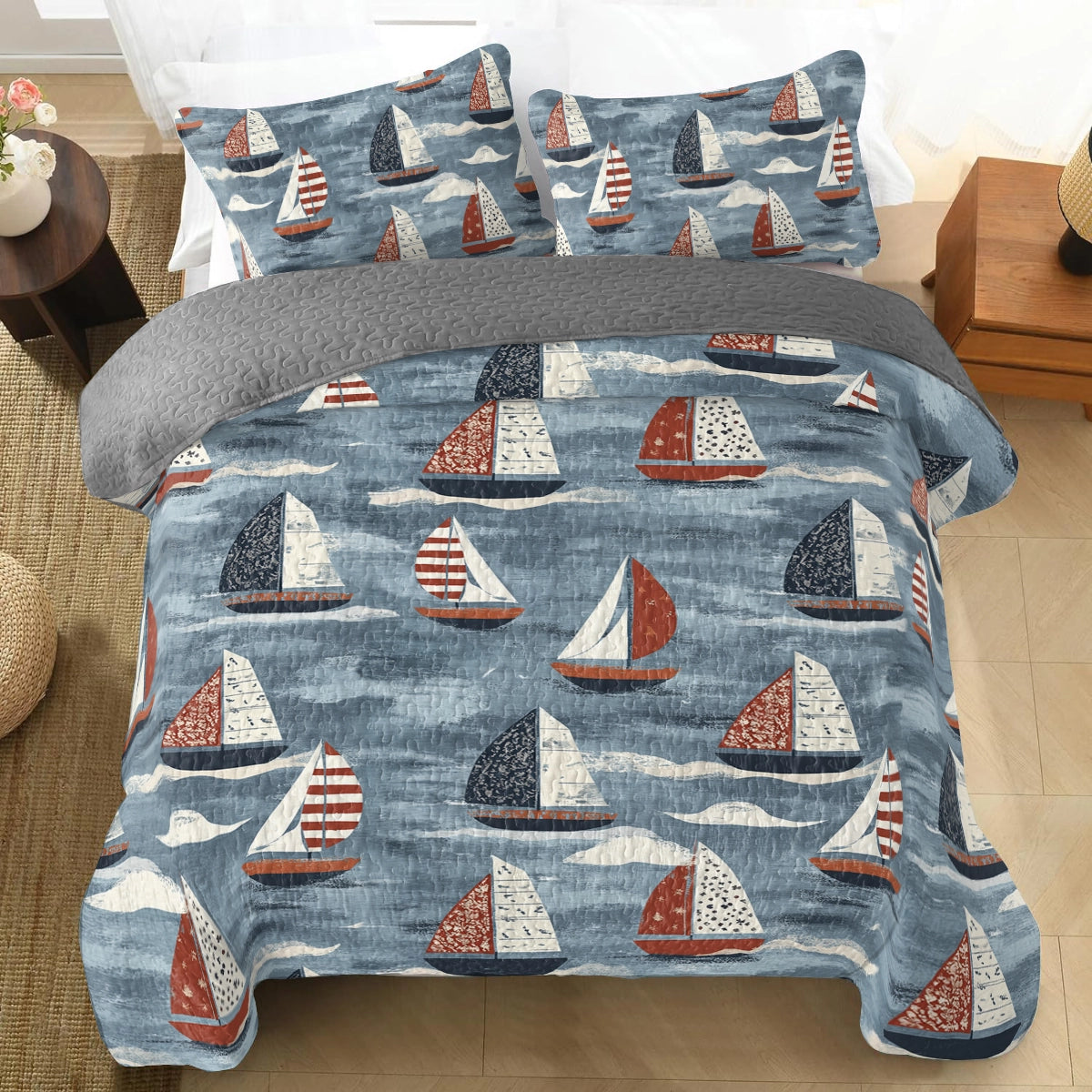 Shineful All Season Quilt 3-Piece Set Sailing Dreams