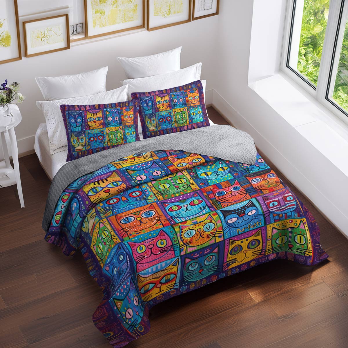 Shineful All Season Quilt 3-Piece Set Funny Cats