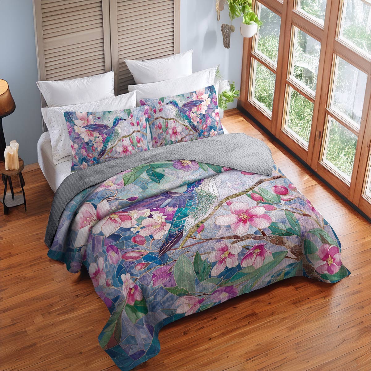 Shineful All Season Quilt 3-Piece Set Blossom Hummingbird