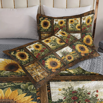 Shineful All Season Quilt 3-Piece Set Sunflower Sunlit Meadows