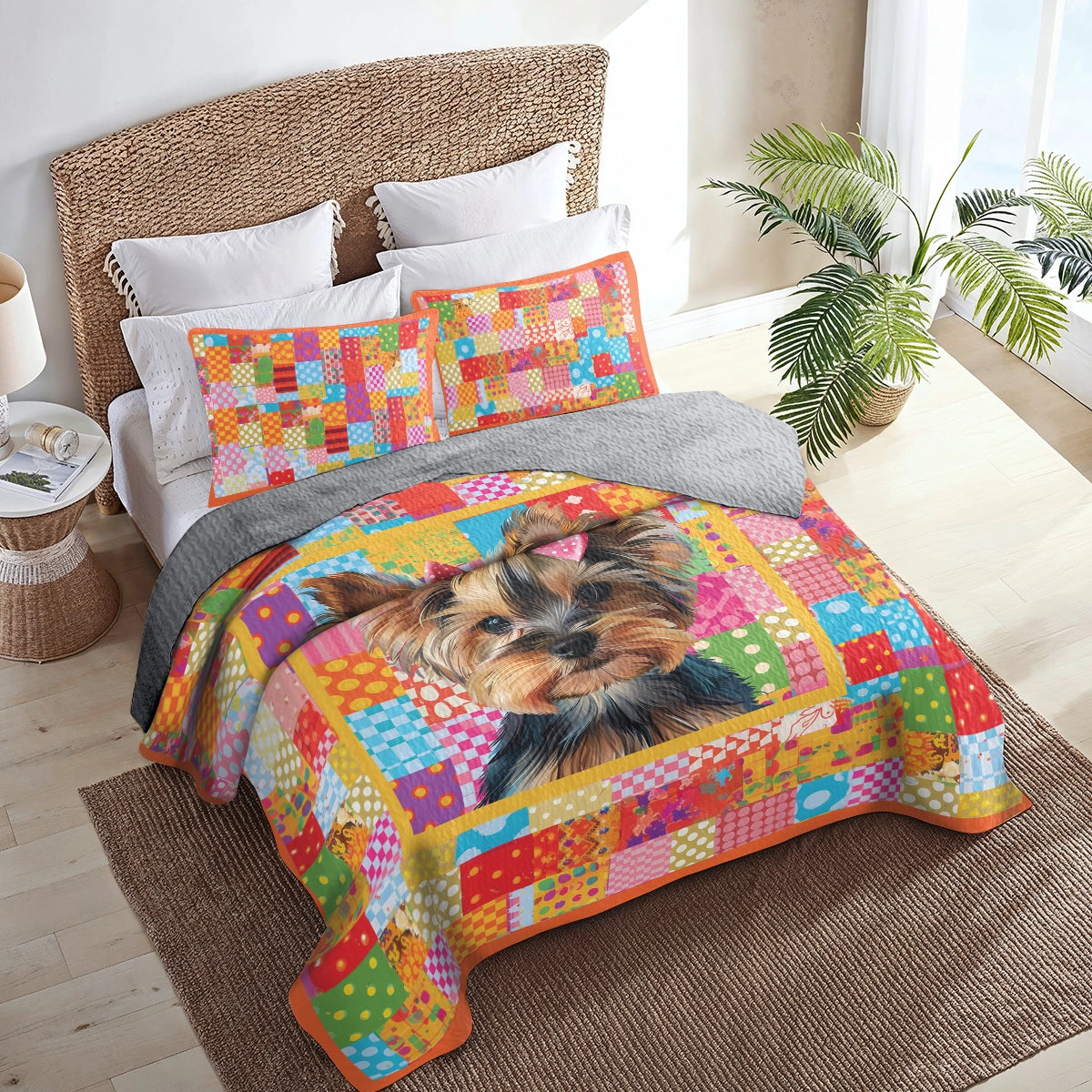 Shineful All Season Quilt 3-Piece Set Yorkie Vibrant Delight