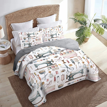 Shineful All Season Quilt 3-teiliges Set Vintage Nähutensilien 