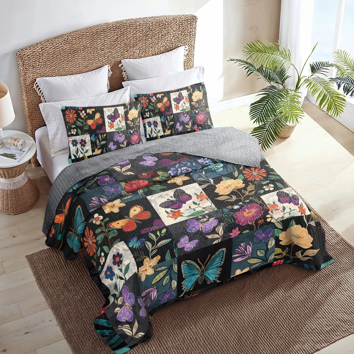 Shineful All Season Quilt 3-Piece Set Butterfly Blooms