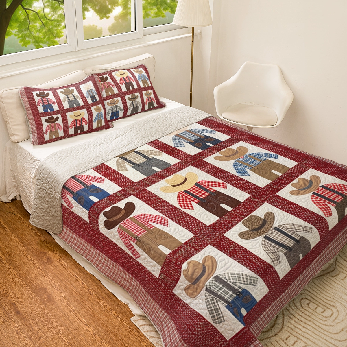 Shineful All Season Quilt 3-teiliges Set Cowboy Patchwork Ranch Kinder