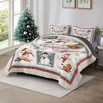 Shineful All Season Quilt 3-Piece Set Snowy Christmas