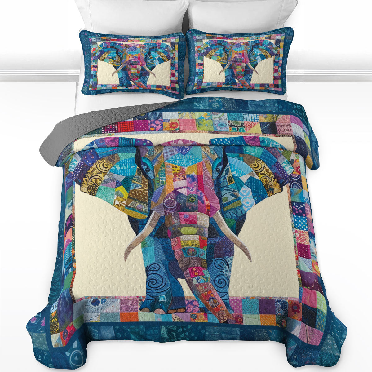 Shineful All Season Quilt 3-teiliges Set Elephant Journey Bettdecke