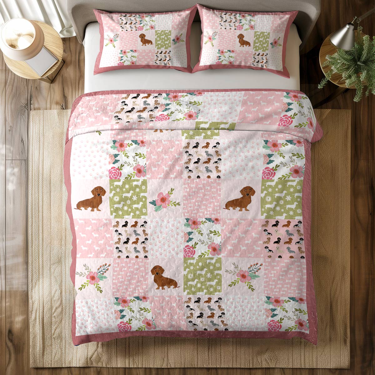 Shineful All Season Quilt 3-Piece Set Dachshund Dreams