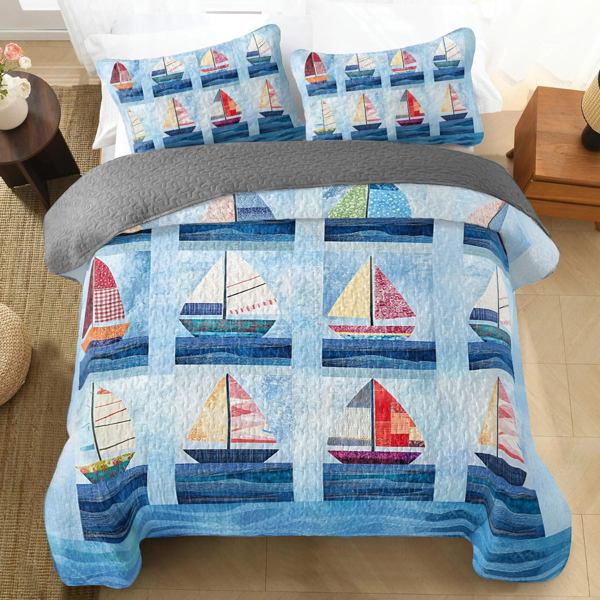 Shineful All Season Quilt 3-teiliges Set Sailing Breezy Sails