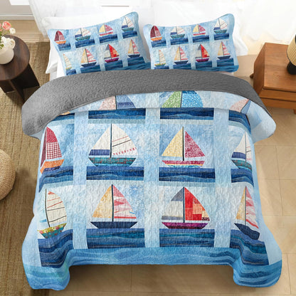 Shineful All Season Quilt 3-Piece Set Sailing Breezy Sails