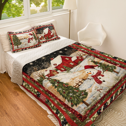 Shineful All Season Quilt 3-Piece Set Snowman's Christmas Dream