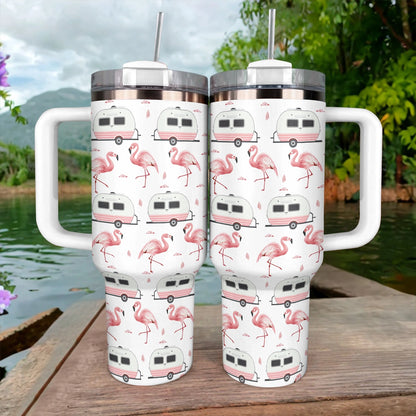 Shineful Tumbler Pink Flamingo Camper