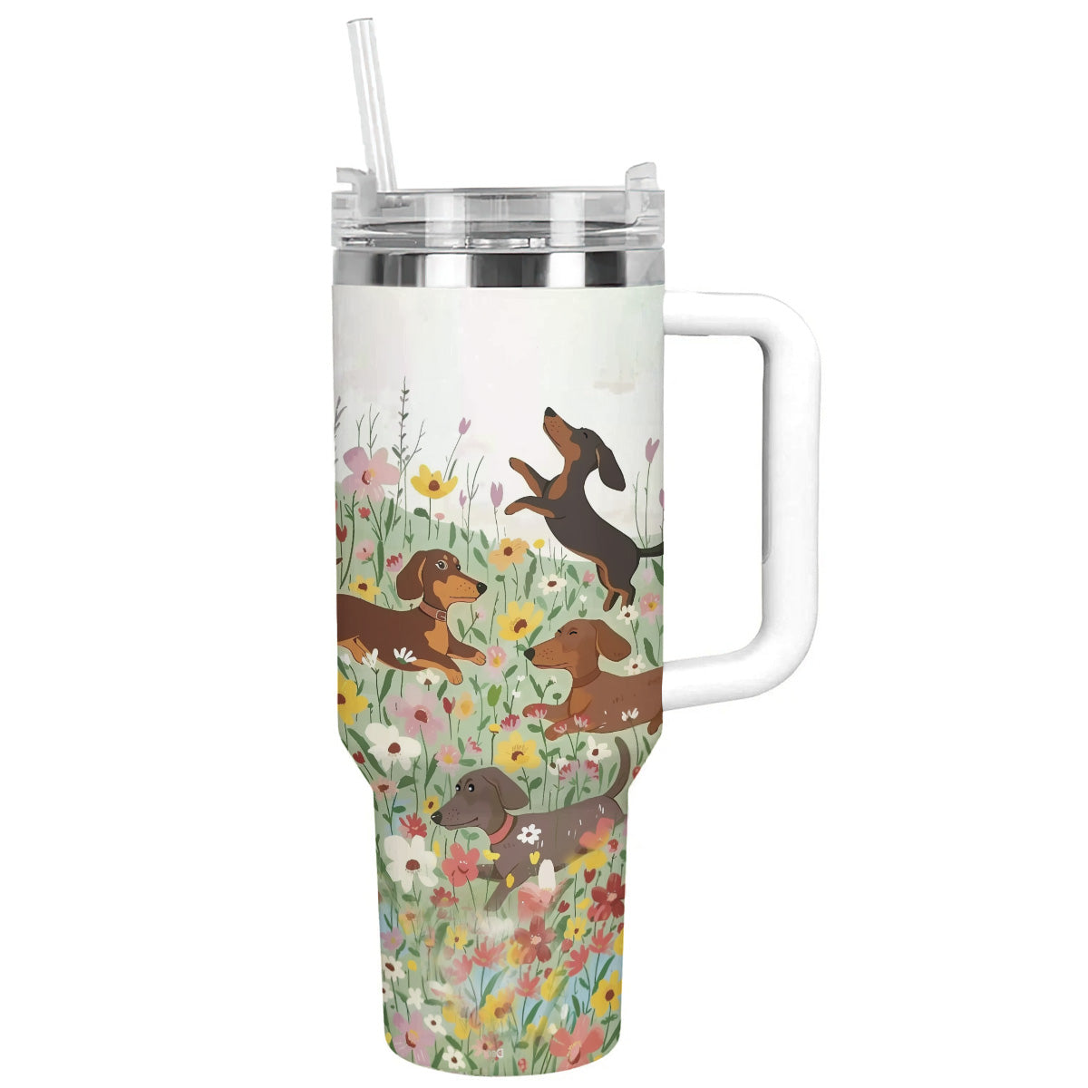 Dog 40 Oz Shineful™ Tumbler Flower Garden Nl09 White 40Oz