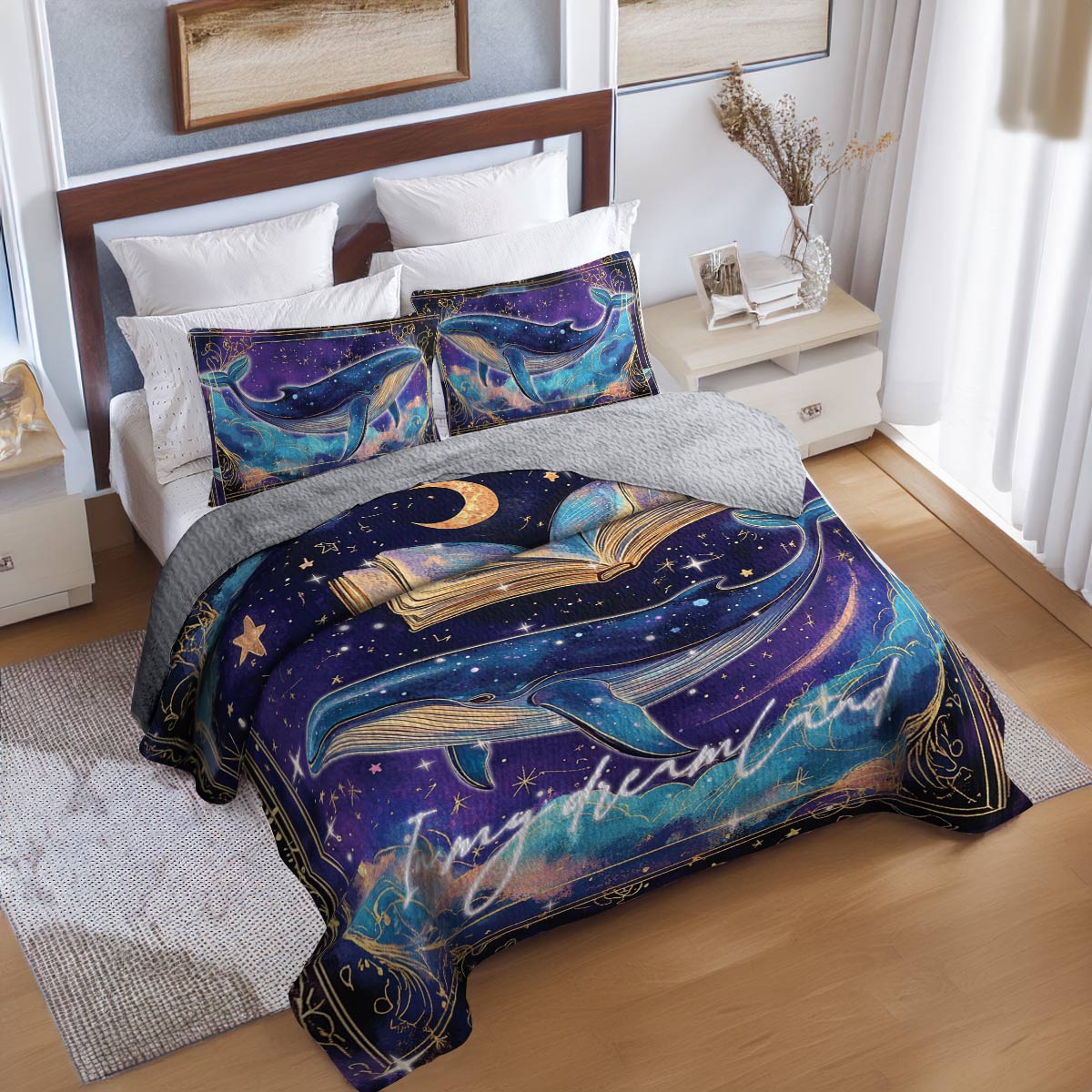 Shineful All Season Quilt 3-Piece Set Cosmic Whales