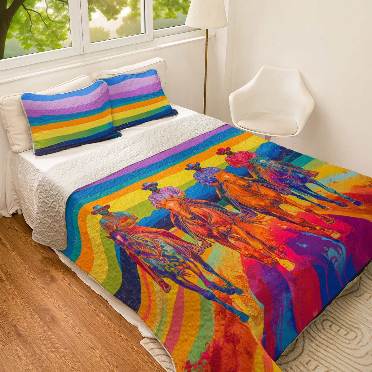 Shineful All Season Quilt 3-Piece Set Neon Rodeo Cowboy