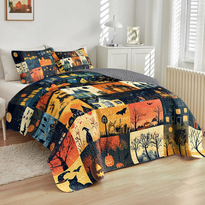 Shineful All Season Quilt 3-Piece Set Halloween Haunted Harvest