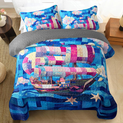 Shineful All Season Quilt 3-Piece Set Sailing Dreamship