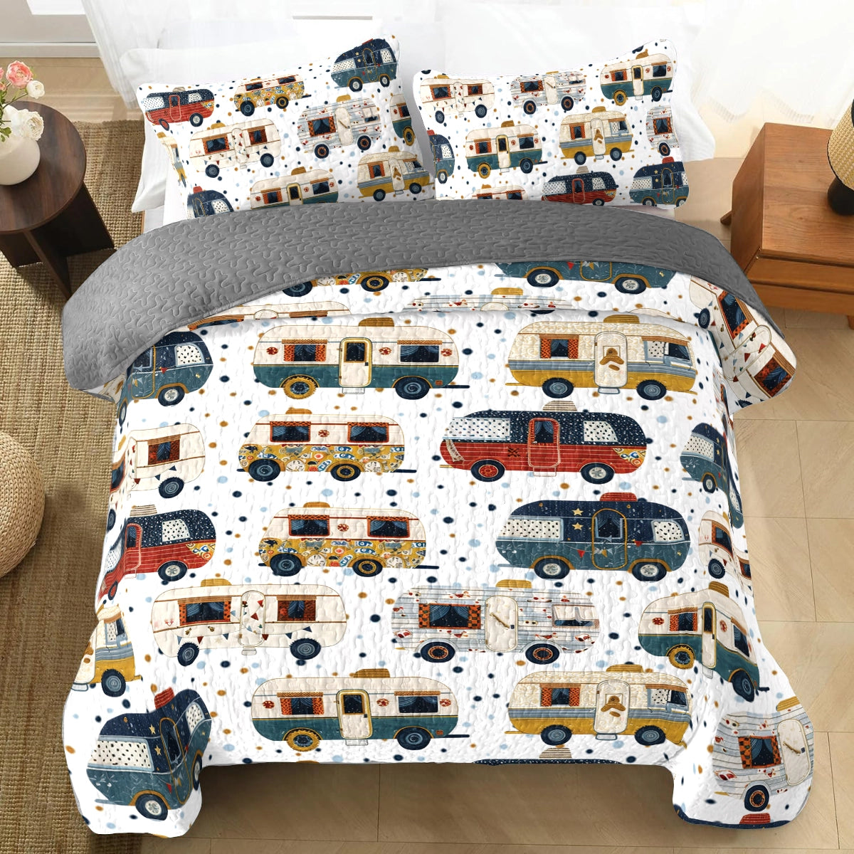 Shineful All Season Quilt 3-Piece Set Love Vintage Camper