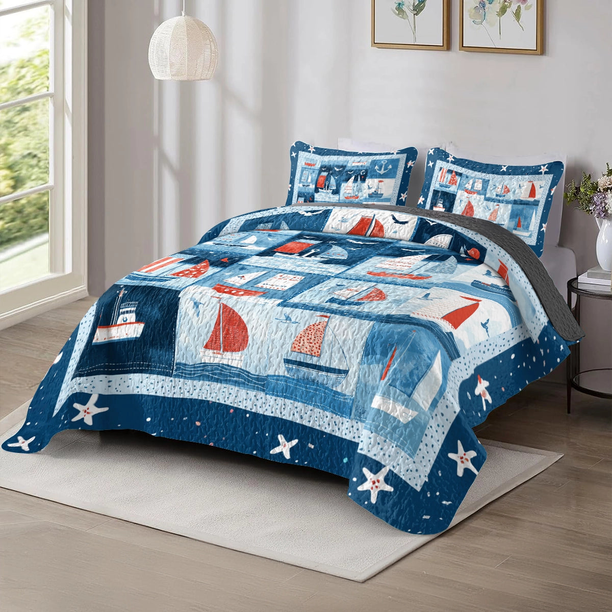 Shineful All Season Quilt 3-Piece Set Sailing Ocean Breeze