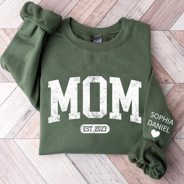 Shineful Fleece Crewneck Sweatshirt Personalized Mom, Mama, Mum, Mommy And Kids