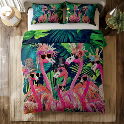 Shineful All Season Quilt 3-Piece Set - Flamingo Fiesta