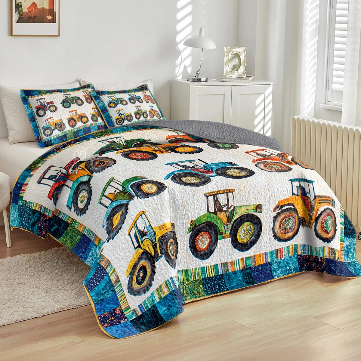 Shineful All Season Quilt 3-Piece Set Farm Country Tractors