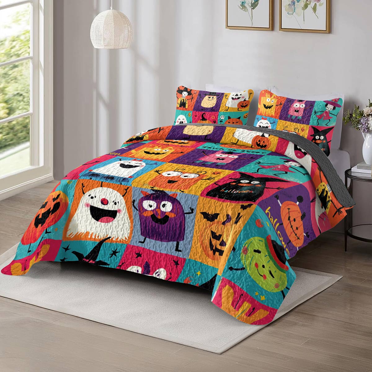 Shineful All Season Quilt 3-Piece Set Cute Monsters