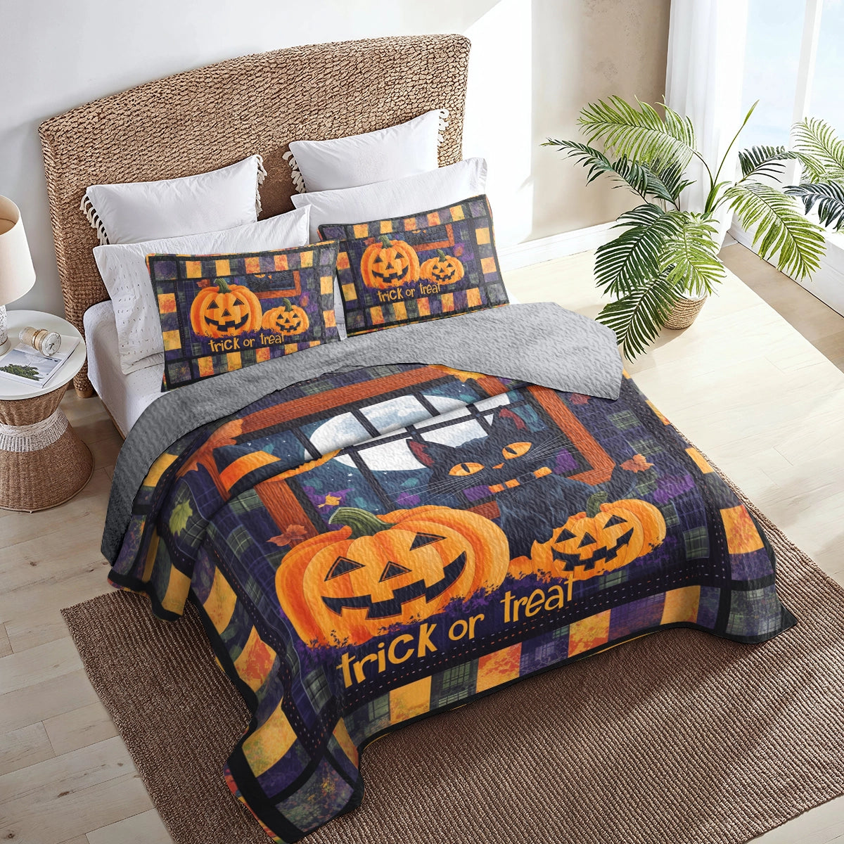 Shineful All Season Quilt 3-Piece Set Halloween Trick or Treat