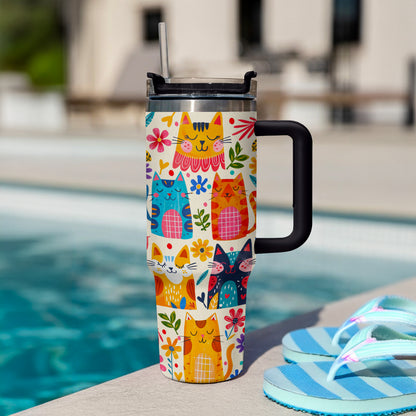 Shineful Tumbler Cat Floral Feline Fiesta