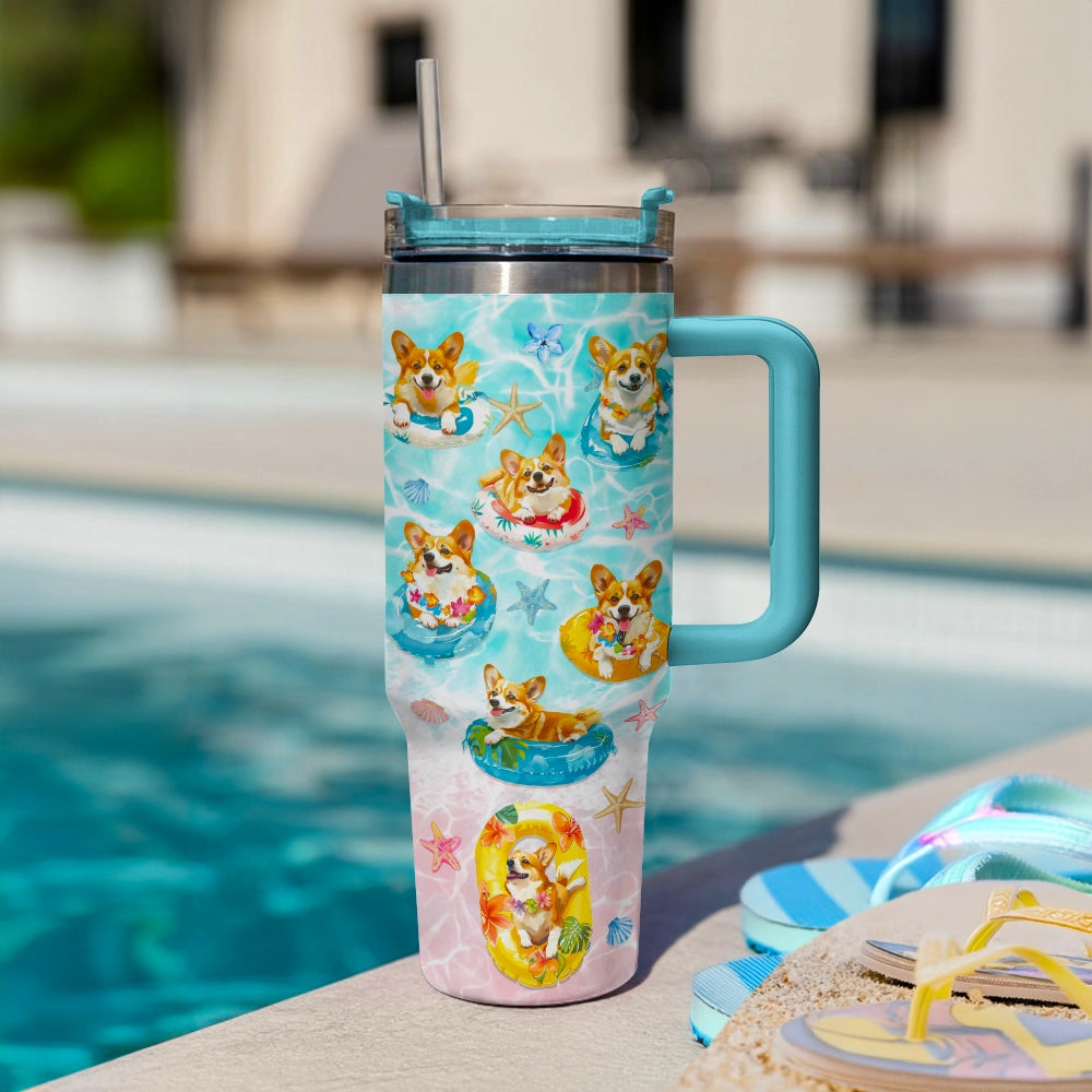 Shineful Tumbler Tropical Corgi Beach