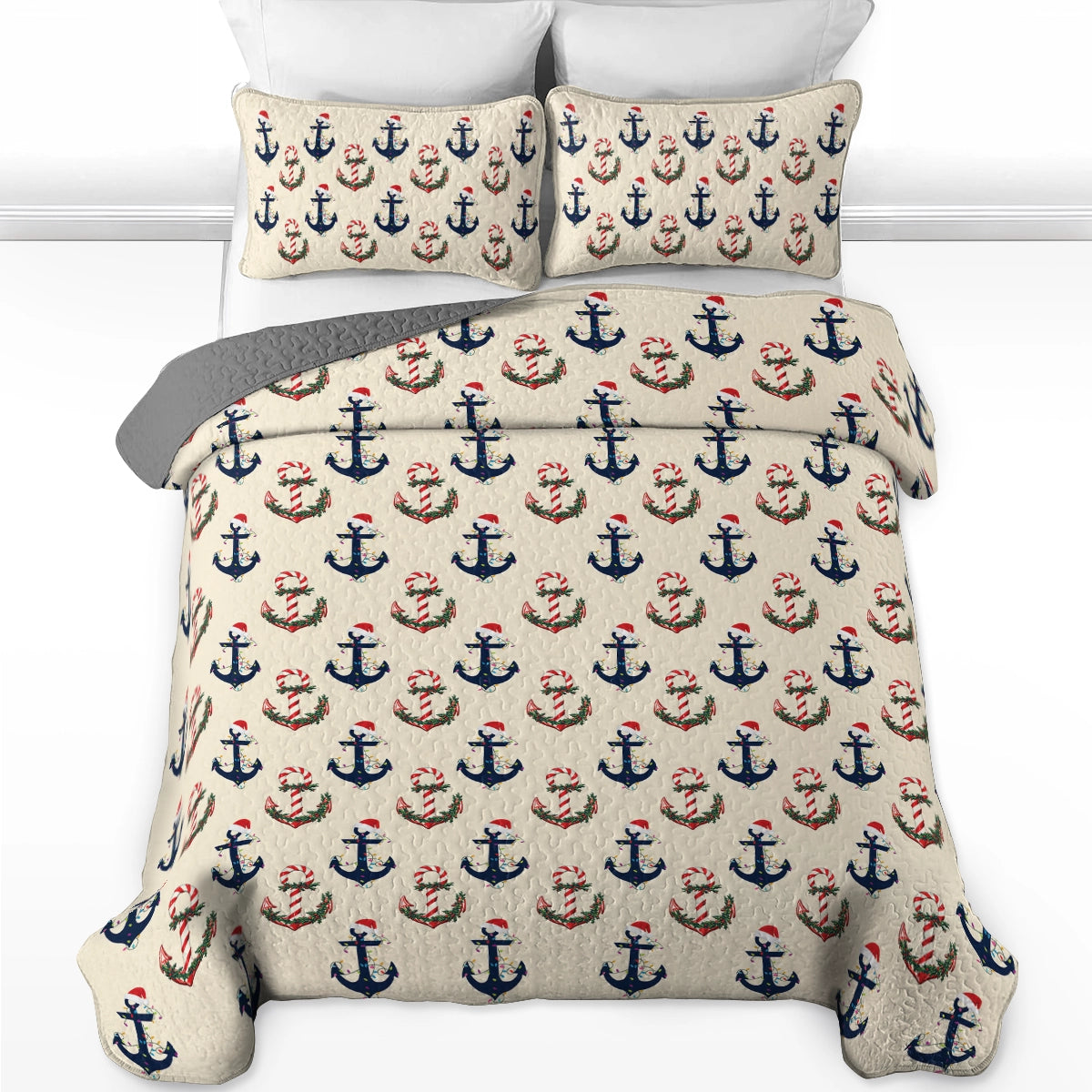 Shineful All Season Quilt 3-Piece Set - Sailing Holiday Anchors Aweigh