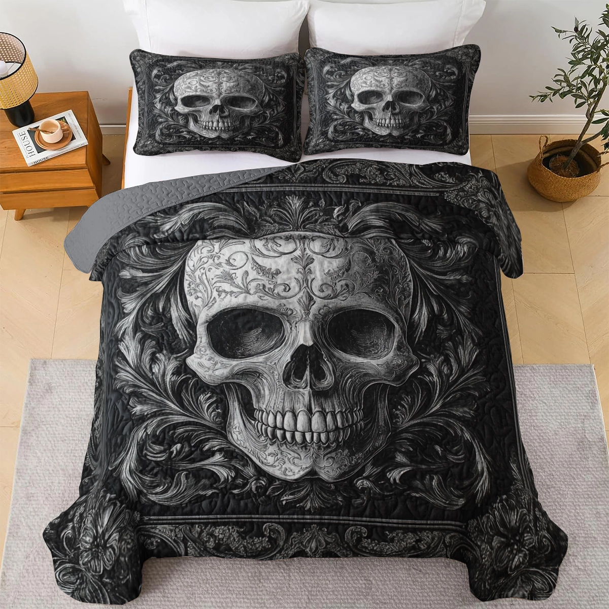 Shineful All Season Quilt 3-teiliges Set - Mystic Shadows Skull