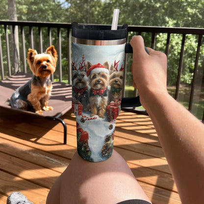 Shineful Tumbler Yorkie Winter Wonderland