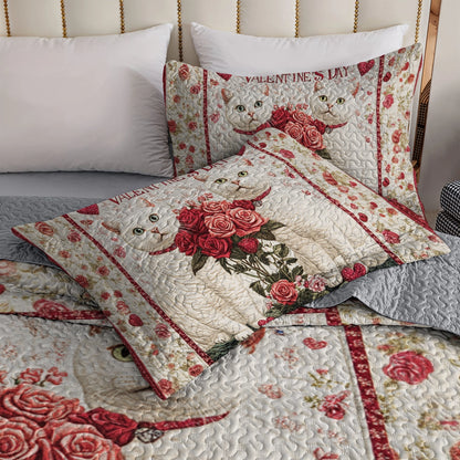 Shineful All Season Quilt 3-Piece Set Lovely Cats Valentine