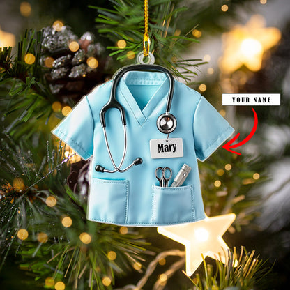 Shineful 2D Acrylic Ornament Personalized Nurse Scrub Tops