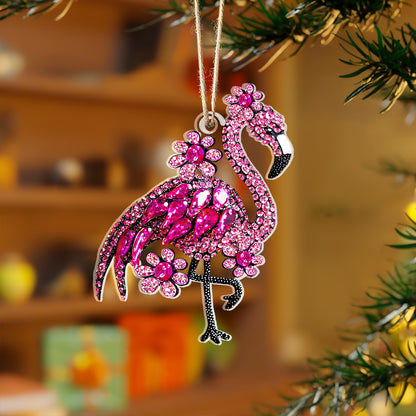 Shineful 2D Acrylic Ornament Twinkling Floral Flamingo