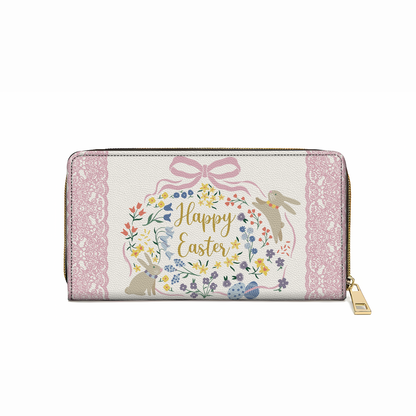 Shineful Leather Clutch Purse With Wristlet Strap Handle Easter Bliss