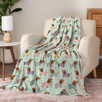 Shineful Fleece Blanket Colorful Dachshunds Ver2