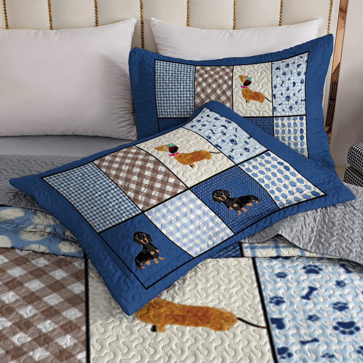 Shineful All Season Quilt 3-Piece Set - Chic Dachshund Block