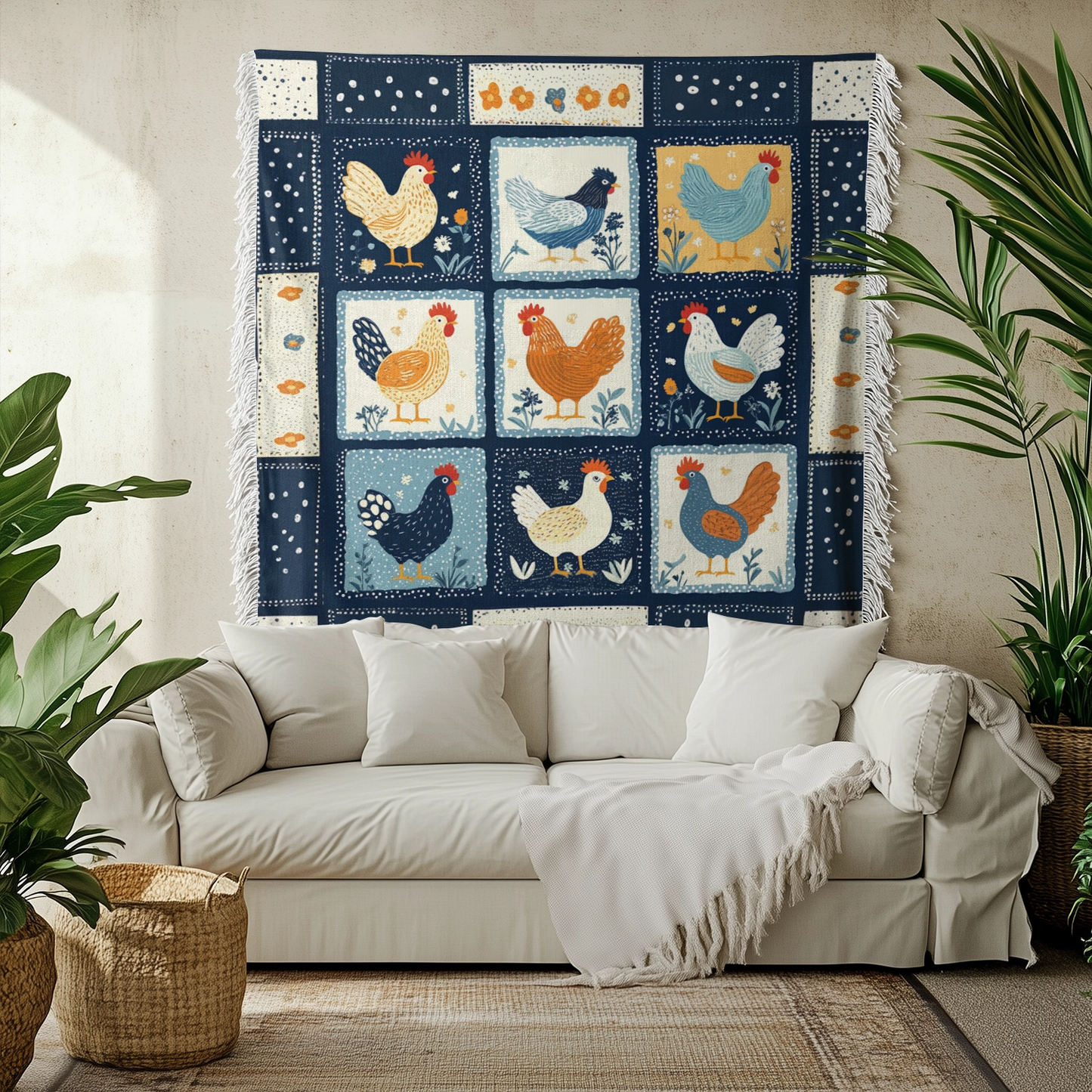 Shineful Woven Tapestry Throw Blanket Farmyard Friends