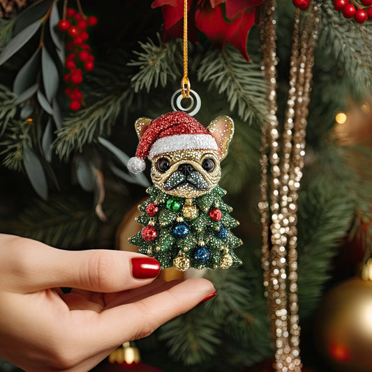 Shineful 2D Acrylic Ornament - Frenchie Christmas Tree