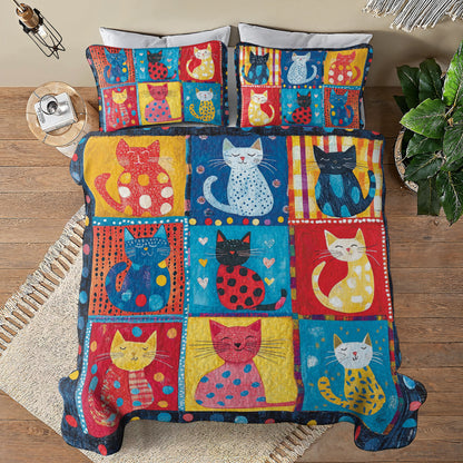 Ensemble de courtepointe toutes saisons Shineful 3 pièces Purrfect Pals