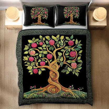 Shineful All Season Quilt 3-Piece Set - Irish Celtic Apple Blossom