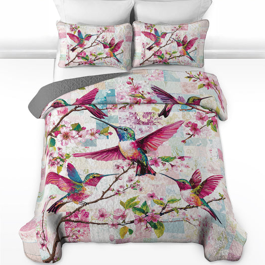 Shineful All Season Quilt 3-Piece Set Blossom Hummingbird