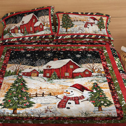 Shineful 4-Piece Bed Sheet Set - Snowman's Christmas Dream