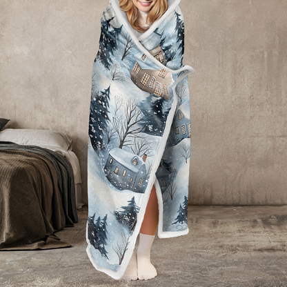 Shineful Wearable Hooded Blanket - Snow Village