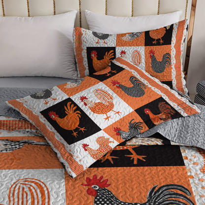 Shineful All Season Quilt 3-Piece Set - Chicken Pattern