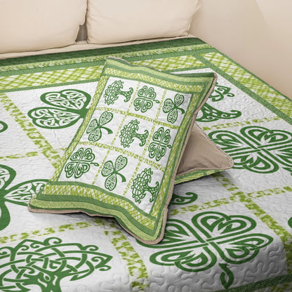 Shineful All Season Quilt 3-Piece Set - Irish Celtic Lucky Shamrock