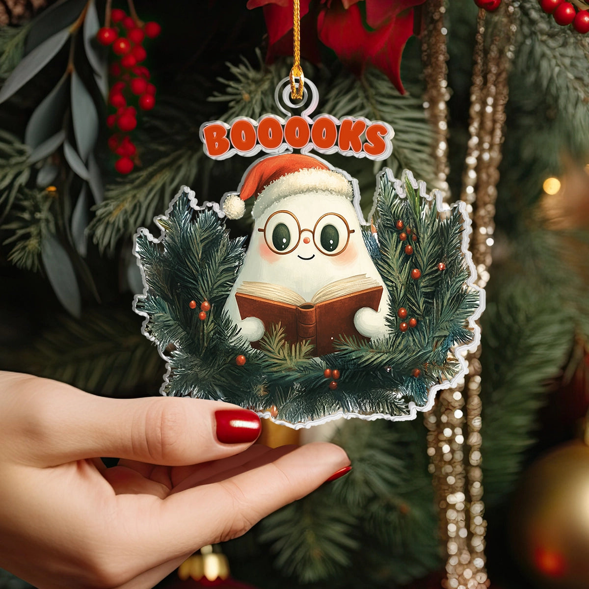 Shineful Acrylic Ornament Boooooks Festive Ghost