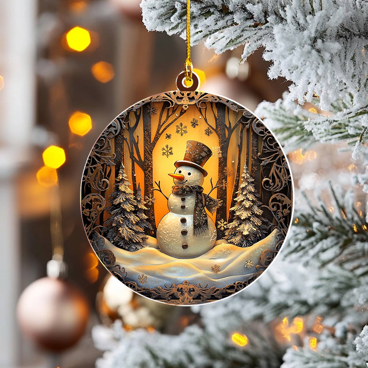 Shineful 2D Acrylic Ornament Frosted Snowman