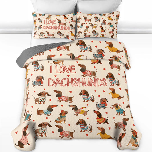 Shineful All Season Quilt 3-Piece Set Dachshund Lovely Delight